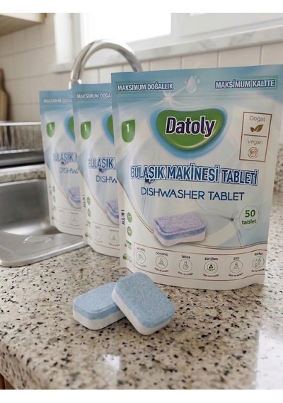 Datoly Hepsi 1 Arada Bulaşık Makinesi Tableti 50'li - Yağ Sökücü, Tuz & Parlatıcı Etkili Kireç Önleyici Deterjan 3'lü Set