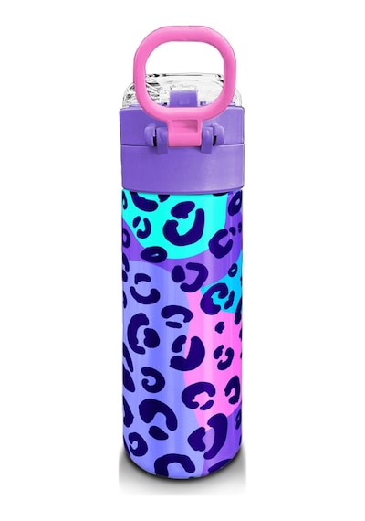 Coral High Kids Mor Leopar Desenli Pipetli Ve Direkt İçim Çelik Termos 500 Ml 31846 Mor - Mavi
