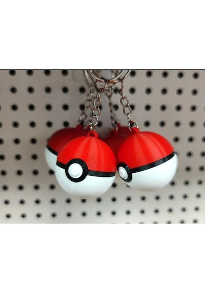 Pokemon Pokeball Anahtarlık - Özel Tasarım Dayanıklı Hediyelik Anahtarlık 2 Adet