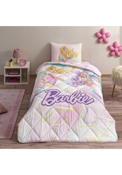 Taç Lisanslı Barbie Mermaid Tek Kişilik Pamuk Yorgan Seti 000000001000050028 Çok Renkli