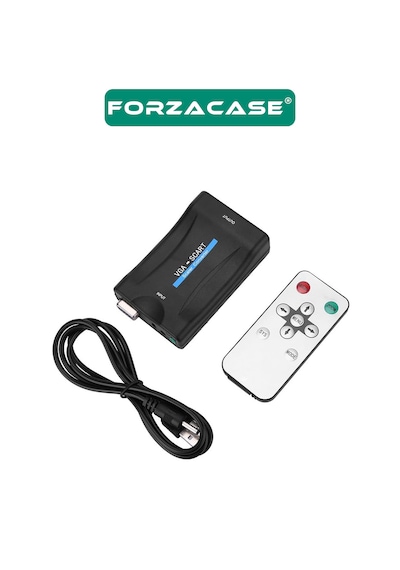 Forzacase Vga To Scart Ses Destekli Aktif Dönüştürücü 1080p Scaler Vga Scart Çevirici - Fc1208