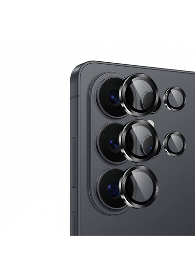 Microcase Samsung Galaxy Uyumlu S26 Ultra Kamera Camı Lens Koruyucu Halka Set - Al8114 Siyah