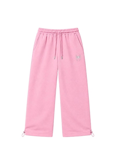Zaee Spider Nakışlı Ayarlanabilir Paça Premium Baggy Eşofman Altı Pembe
