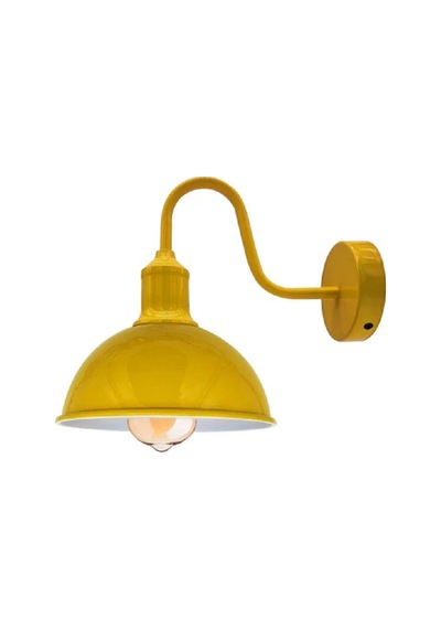 Riolight Vintage1,rustik1,retro1 Sarı Metal Otel,cafe,odaklar İçin Duvar Aplik Şapka Çapı:23cm Sarı