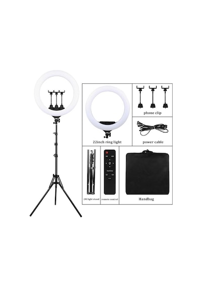 Döküm Ayaklı 22 Inç 600 Led Tripod Rıng Lıght Işık Influencer Youtuber Işığı Güzellik Makyaj Led