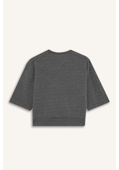 Defacto Kız Çocuk Oversize Geniş Kalıp Bisiklet Yaka Baskılı Sweatshirt G2461a825auar148 Antrasit-ar148