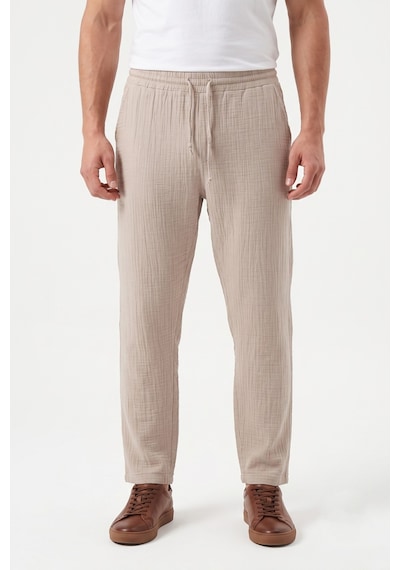 Mösyö Erkek Baggy Kalıp Müslin Kumaş Pantolon Bgl-st05592 Bej