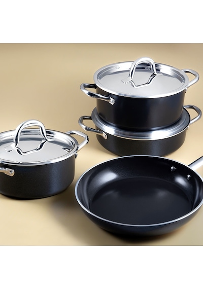 Jumbo Swiss Crystal Black Tencere Seti 7 Parça