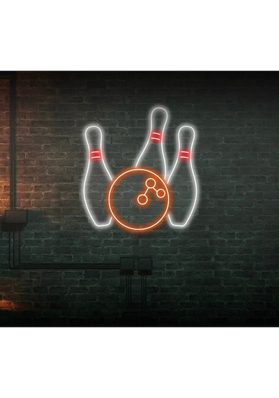 Bowling Topu Ve Lobutu Şekilli Neon Tabela Turuncu