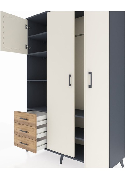 Hyperion Dolap 6 Raflı 3 Çekmeceli Tek Askılı 132x44x195 Antrasit-aytaşı/çam Aytası/atlas Çam Hyperion Dolap 6 Raflı 3 Çekmeceli Tek Askılı 132x44x195 Antrasit-aytaşı/çam Aytası/atlas Çam