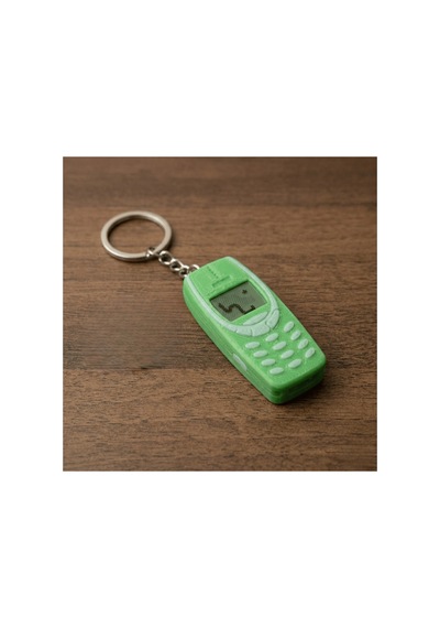 Premium Yeşil 3d Baskı Nostaljik Tuşlu Telefon Anahtarlık - İkonik Yılan Oyunu Figürlü Yeşil