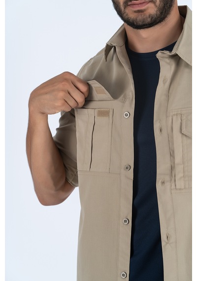 Combat Tactical Taktik Gömlek Fermuar Cepli Koruma Outdoor Gömlek Bej