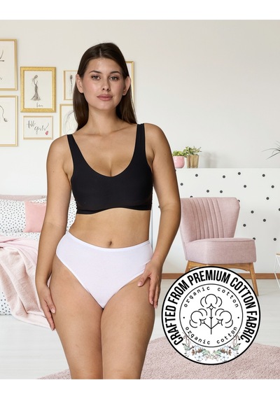 Alya Underwear Kadın Külot Yüksek Bel Tanga, Toparlayıcı - 2 Siyah, 1 Beyaz, 2 Ten S, M, L, Xl, 2xl - 5 Adet Beyaz P05