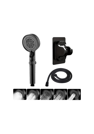 5 Fonksiyonlu Turbo Duş Başlığı Siyah Duş Takımı Siyah