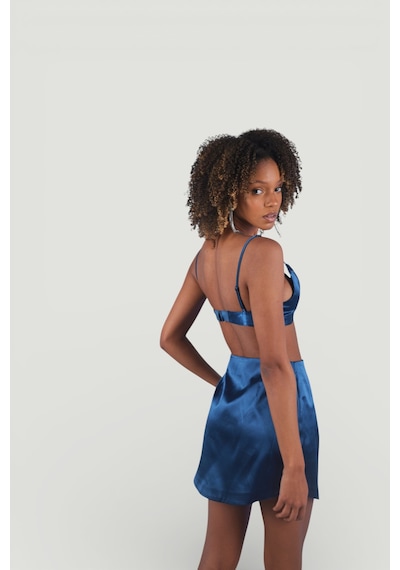 Holly Lolly Askılı Crop Saten Fancy Büstiyer Lacivert