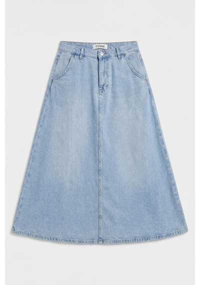 Itsbasic Kadın Snow Kot Rengi Vinca A Tipi Kesim Denim Etek