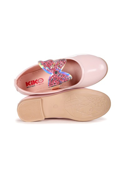 Kiko Kids Menz Kelebek Lastikli Kız Çocuk Babet Ayakkabı Pudra Pudra