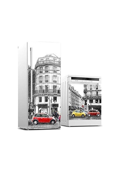 Buzdolabı Ve Bulaşık Makinası Beyaz Eşya Sticker Kaplama Kırmızı Araba Çok Renkli