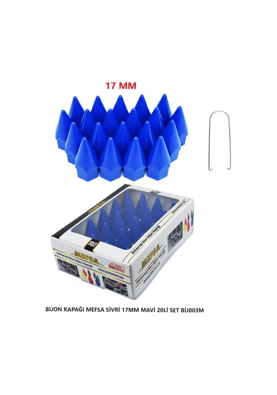 Bijon Kapağı Sivri 17 Mm Mavi 20 Li Set