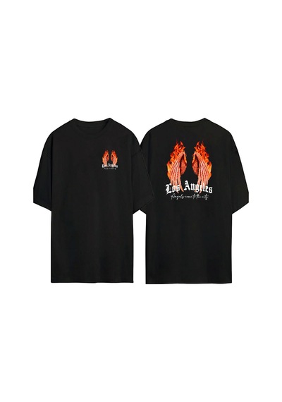 Thewert Unisex Los Angeles, Angels Come To The City Ön Arka Baskılı Sıyah Oversize T-shirt Siyah Thewert Unisex Los Angeles, Angels Come To The City Ön Arka Baskılı Sıyah Oversize T-shirt Siyah