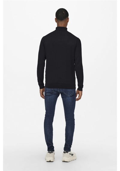 Only & Sons Onswyler Life Reg Roll Neck Knit Noos Erkek Siyah Kazak - 22020879