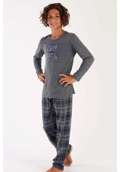 Vienetta Erkek Çocuk Uzun Kol Gri Pijama Takımı C3t0n5o031 001