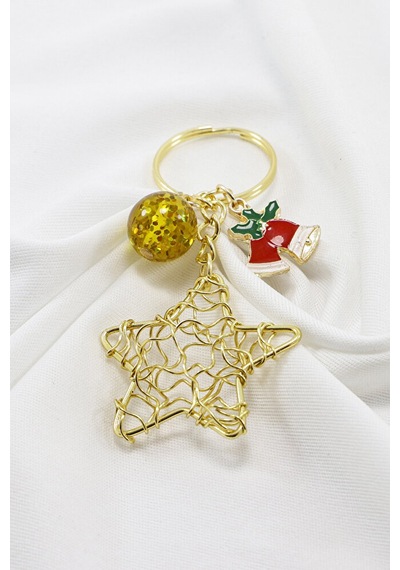 Yılbaşı Temalı Yıldızlı Renkli Anahtarlık, Hediyelik Christmas Ça
