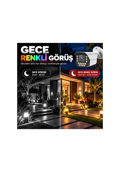 9 Kameralı Sesli Güvenlik Kamerası Seti 5mp Yapay Zeka Gece Renkli Görüş 21 Warm Led Ultra Hd 915ws