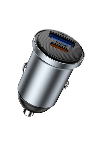 Wiwu Wi-cc030 Nano Lite Type-c + Usb-a Hızlı Şarj Akım Korumalı Araç Şarj Aleti Pd Ve Qc3.0 35w Gri