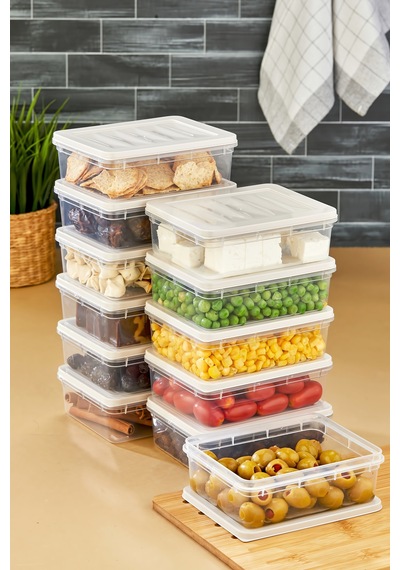 Multi Box 12 Li Set Saklama Kabı Seti - Dondurucu & Mikrodalga Uyumlu Krem