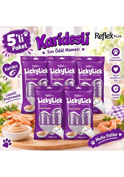 Reflex Plus Lickylick Karidesli Sıvı Ödül Maması 5li Paket