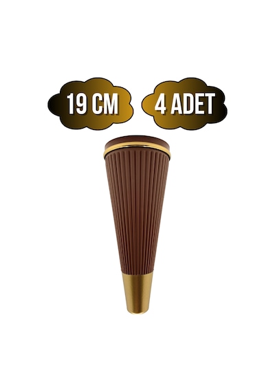 Cihan Desenli 19cm Plastik Ayak Mobilya Masa Ve Dolap Ayağı 19cm Kahverengi - Altın 4 Adet Kahverengi