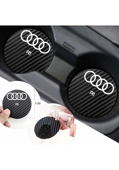 Audi A1 7 Cm Karbon Araç Bardak Altlığı Audi A1 Yazılı Şık Ve Dayanıklı Tasarım 2 Adet 2 Adet