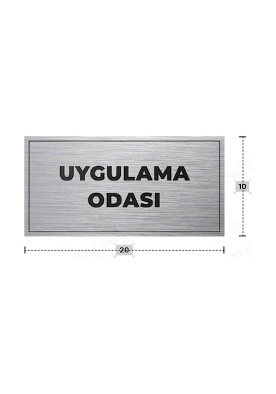 Uygulama Odası Yazılı - Metal - Gümüş Renk - Kapı İsimliği - 20x10 Cm