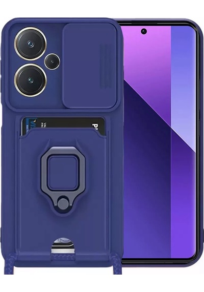 Newface Xiaomi Redmi Note 13 Pro Plus Kılıf Zuma Kartvizitli Yüzüklü Silikon - Lacivert