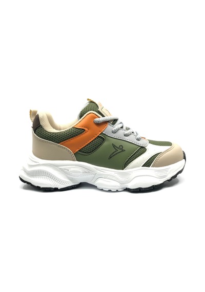 Cool Birian-26 Bağcık Görünümlü Cırt Cırtlı Sneaker Ortopedik Çocuk Spor Ayakkabı Haki