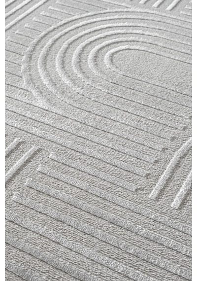 Cotto Motto Tt002g Gri Halı Modern Geometrik Çizgili Pamuk Taban Yıkanabilir Salon Mutfak Halısı