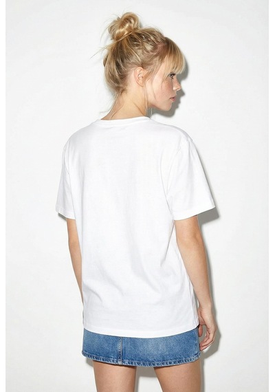 Shade Kadın Pamuk El İşi Çiçek Nakış Detaylı  Tasarım T-shirt 1005 60282050 - Beyaz L