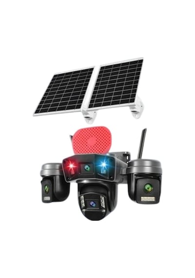 O-kam Ok-336 Premium 4g Solar Çift Panelli 4 Lensli Sirenli