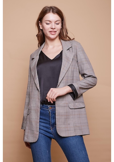 Ekoseli Yakalı Kolu Katlamalı Cep Kapaklı Boyfriend Hafif Likralı Kumaş Blazer Ceket-hardal Ekose Hardal Eks. Ekoseli Yakalı Kolu Katlamalı Cep Kapaklı Boyfriend Hafif Likralı Kumaş Blazer Ceket-hardal Ekose Hardal Eks.