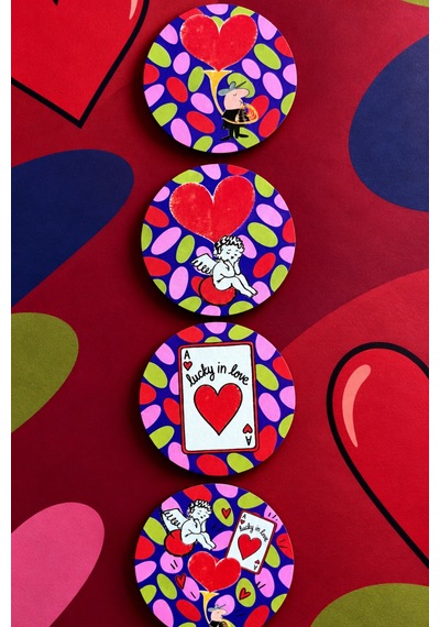 Lucky İn Love Pop Art Kalp Desenli Renkli Retro Temalı, 4 Lü Bardak Altlığı Set 9 Cm, 3 Mm Ahşap Mdf, Dijital Baskı - 933845173 Diğer Lucky İn Love Pop Art Kalp Desenli Renkli Retro Temalı, 4 Lü Bardak Altlığı Set 9 Cm, 3 Mm Ahşap Mdf, Dijital Baskı - 933845173 Diğer