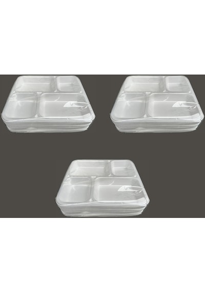 Dağyüce Tek Kullanımlık Köpük 4 Bölmeli Tabldot Köpük Tabak - 26.5x30 Cm. - 10 Adetlik 3 Paket