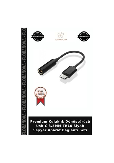 Premium Kulaklık Dönüştürücü Usb-c 3.5mm Tr10 Siyah Seyyar Aparat Bağlantı Seti