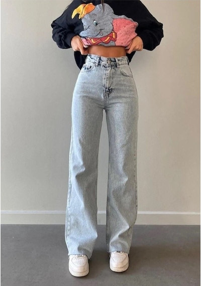 Vikings Jeans Palazo Pantolon Buz Mavi