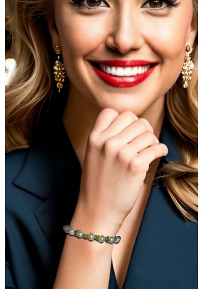 Kültür Incisi ve Peridot Bileklik 675-4 Çok Renkli