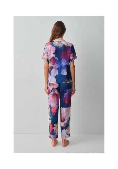 Suwen Floral Gömlek Yaka Pijama Takımı Wsh10510071377 Petrol Mavisi Suwen Floral Gömlek Yaka Pijama Takımı Wsh10510071377 Petrol Mavisi
