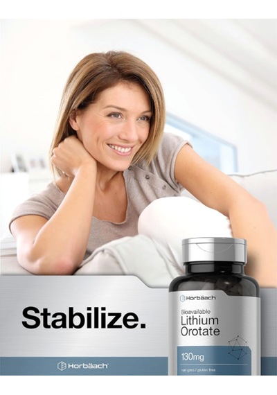 Horbäach Lithium Orotate 130mg 180 Capsul Non-gmo, Gluten Fr...