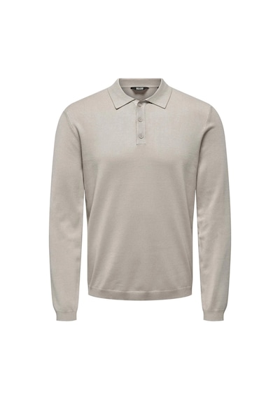 Jack & Jones Only & Sons Erkek Polo Yaka Uzun Kollu Bej Triko T-shirt - 22021184
