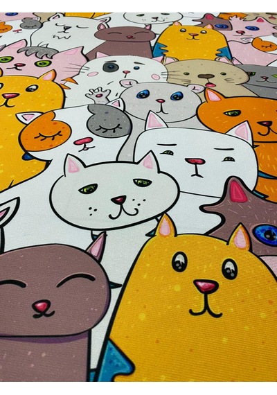 Kedi Desenli Kumaş Kırlentlik Döşemelik Kumaş Dijital Baskı