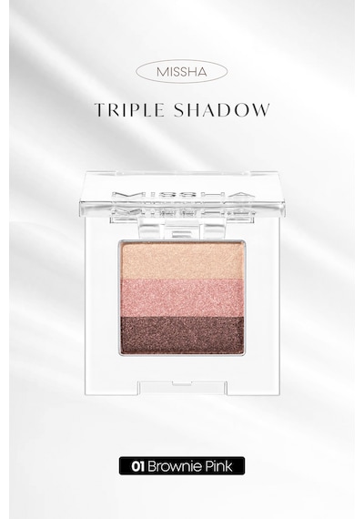 Yumuşak Dokulu, Dökülme Yapmayan 3 Renkli Göz Farı Triple Shadow No.1 Brownie Pink 1